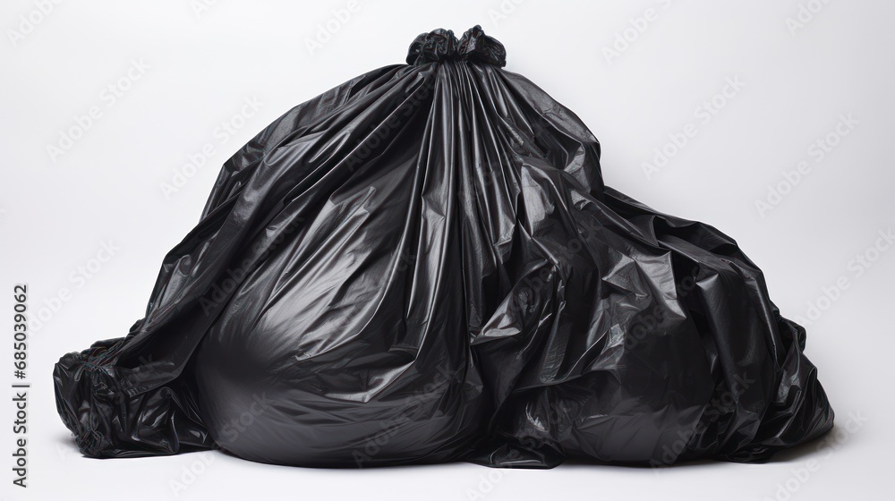 Black garbage bag on white background,Garbage and disposal, environment concept,