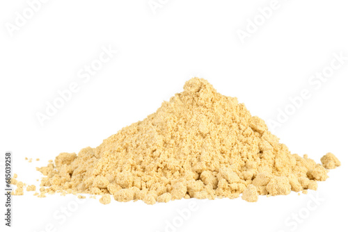 Pile of mustard powder isolated on transparent background.