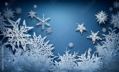 Christmas card with paper cut-out snowflakes © lutsenko_k_