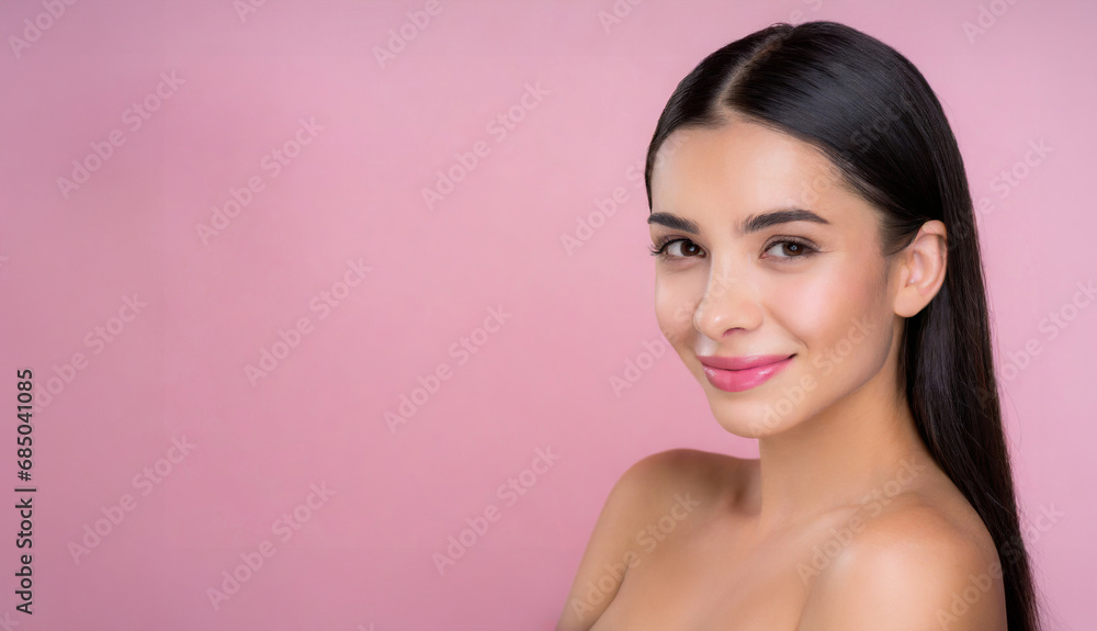 Portrait beautiful perfect woman with beautiful and perfect skin, cosmetics, skincare, makeup, wellness concept with empty copy space for text Portrait beautiful perfect woman with beautiful and perfect skin, cosmetics, skincare, makeup, wellness concept with empty copy space for text