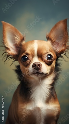 Close-up portrait of a Chihuahua dog with space for text, background image, AI generated © Hifzhan Graphics