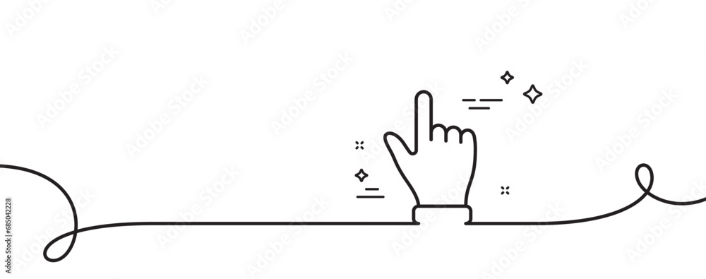 Click hand line icon. Continuous one line with curl. One finger palm ...