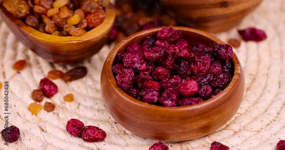 dried red cranberries on the table, dry dehydrated cranberries during cooking dried red cranberries on the table, dry dehydrated cranberries during cooking