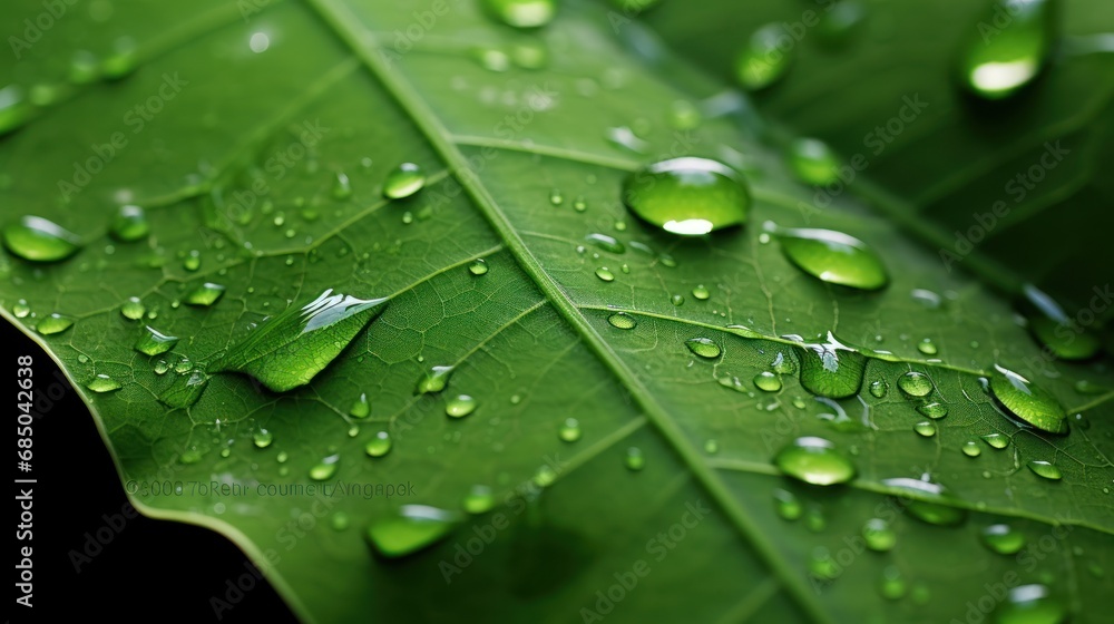 Rain drops on beautiful leaves, water drops on a fresh green background. Rain drops on beautiful leaves, water drops on a fresh green background.
