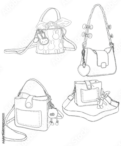 Stickers fashion handbags artwork art line colorful shoes illustration painting board