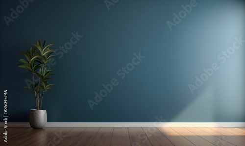 AI generated illustration of a potted plant against a blue wall