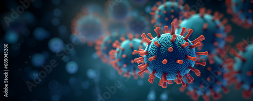 Virus and Bacteria. Science Microscopic medicine. Concept of Microbiology, and Epidemic Outbreaks. Health care medication background. © Shafay