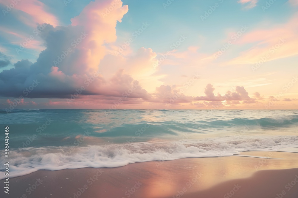 AI generated illustration of a beach during sunset