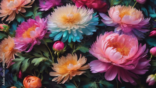 beatiful pastel colorful aster flower