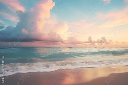 AI generated illustration of a beach during sunset