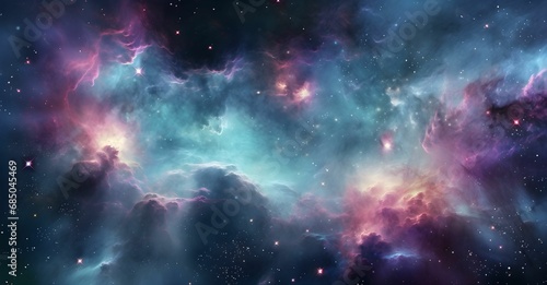 AI generated illustration of the orion nebula with a group of stars photo