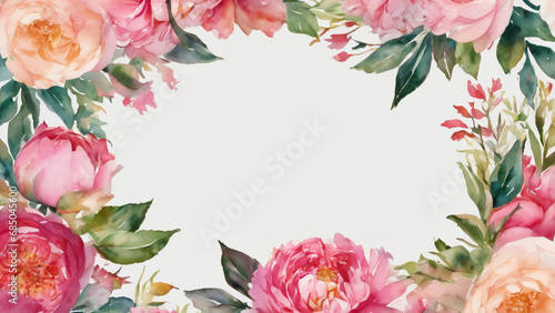 beautiful watercolor pastel and colorful peony buttercup flowers photo