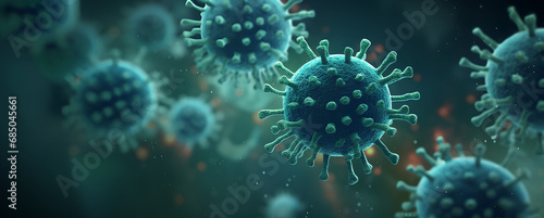 Virus and Bacteria. Science Microscopic medicine. Concept of Microbiology, and Epidemic Outbreaks. Health care medication background. © Shafay