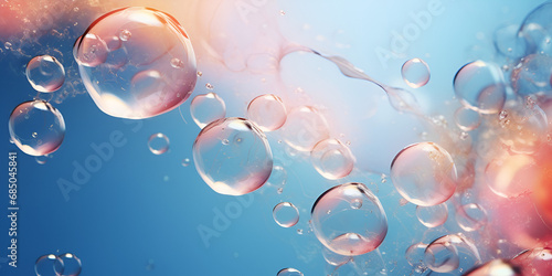 Soap bubbles floating in the air against a colorful background Cute bubble background wallpaper desktop wallpaper background with flying bubbles on a colorful background Ai Generative