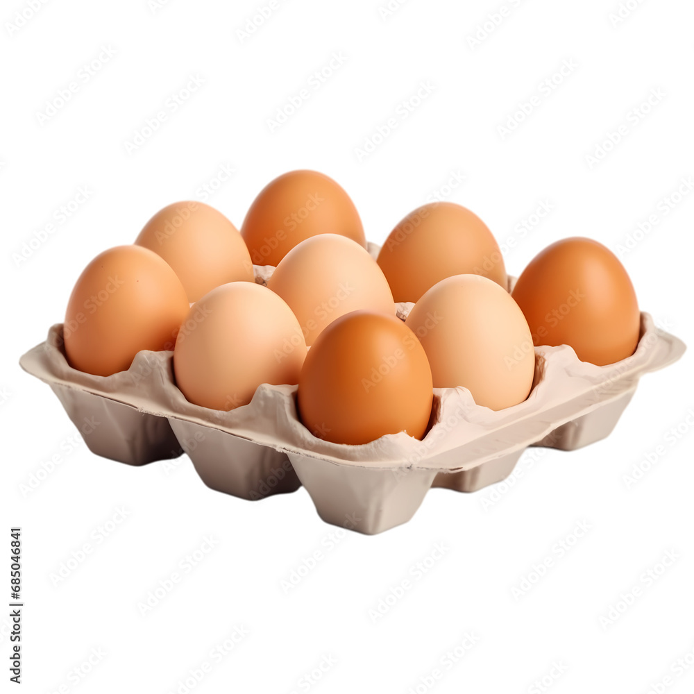 Eggs in carton isolated on transparent background