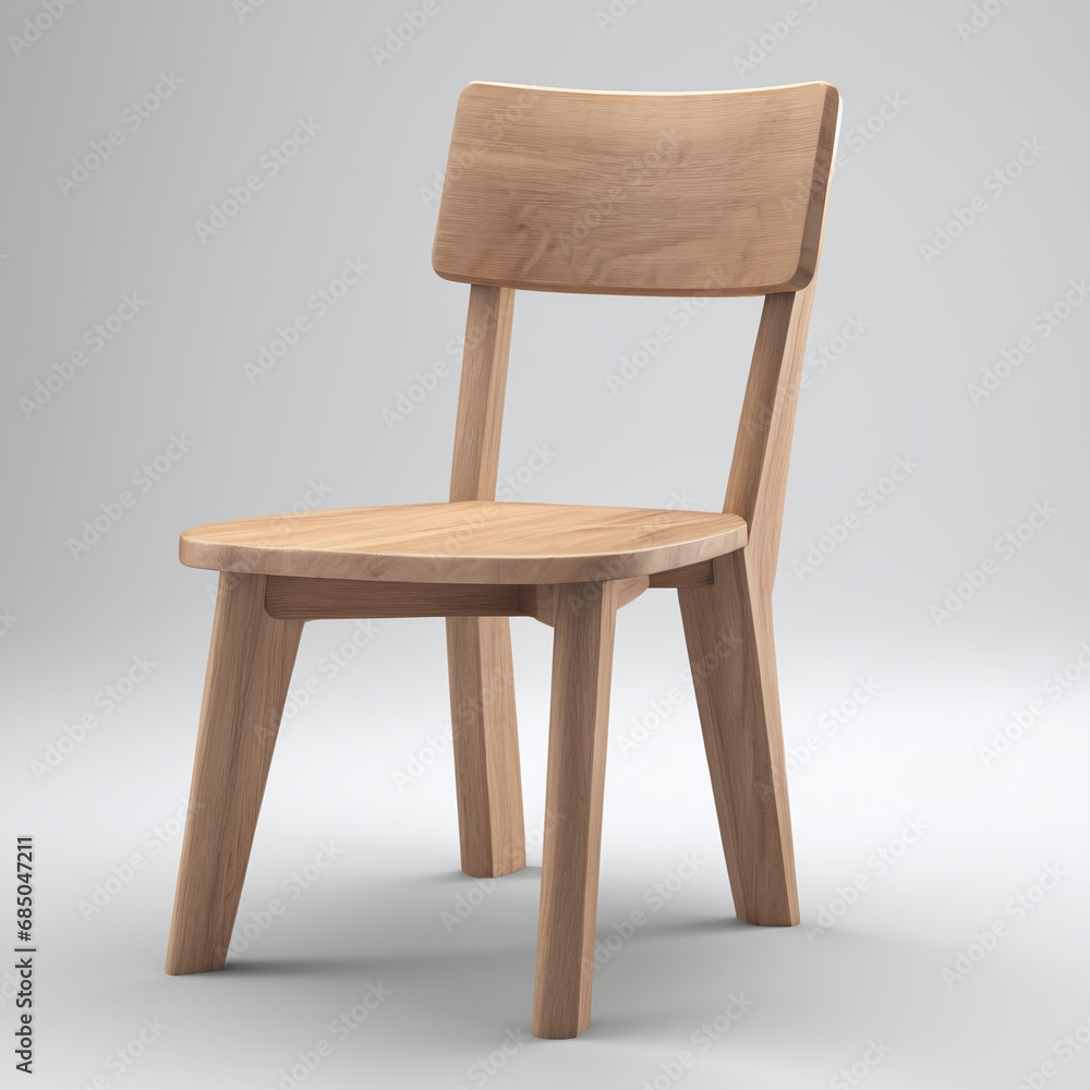 simple modern wooden chair, for outdoor and indoor in retro minimalistic style isolated on white background simple modern wooden chair, for outdoor and indoor in retro minimalistic style isolated on white background