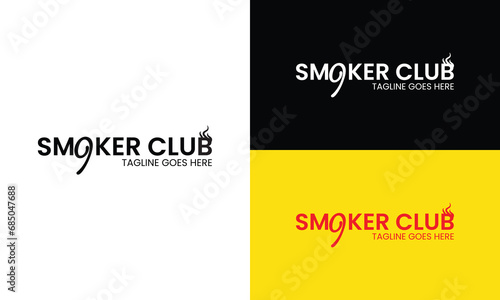 business logo design, Smoker Club logo,, business company logo, Black, white, red logo 