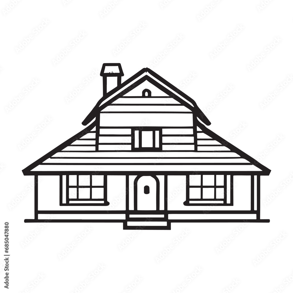 simple line illustration of building, landmark, architecture