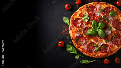 Pizza on black background
