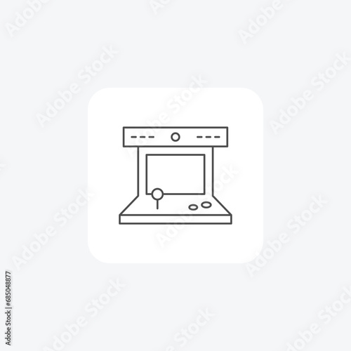 Retro gaming, Arcade cabinets, thin line icon, grey outline icon, pixel perfect icon