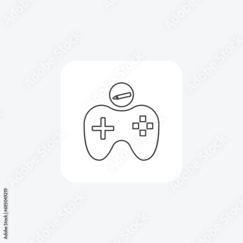 Game design , Creative Vision, Interactive Narratives, thin line icon, grey outline icon, pixel perfect icon