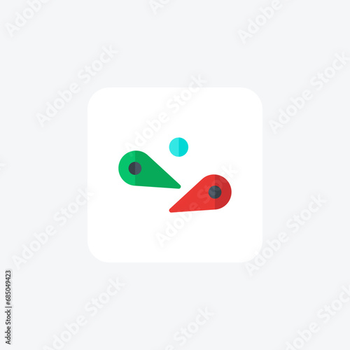 Pinball, machine, flippers, flat color icon, pixel perfect icon
