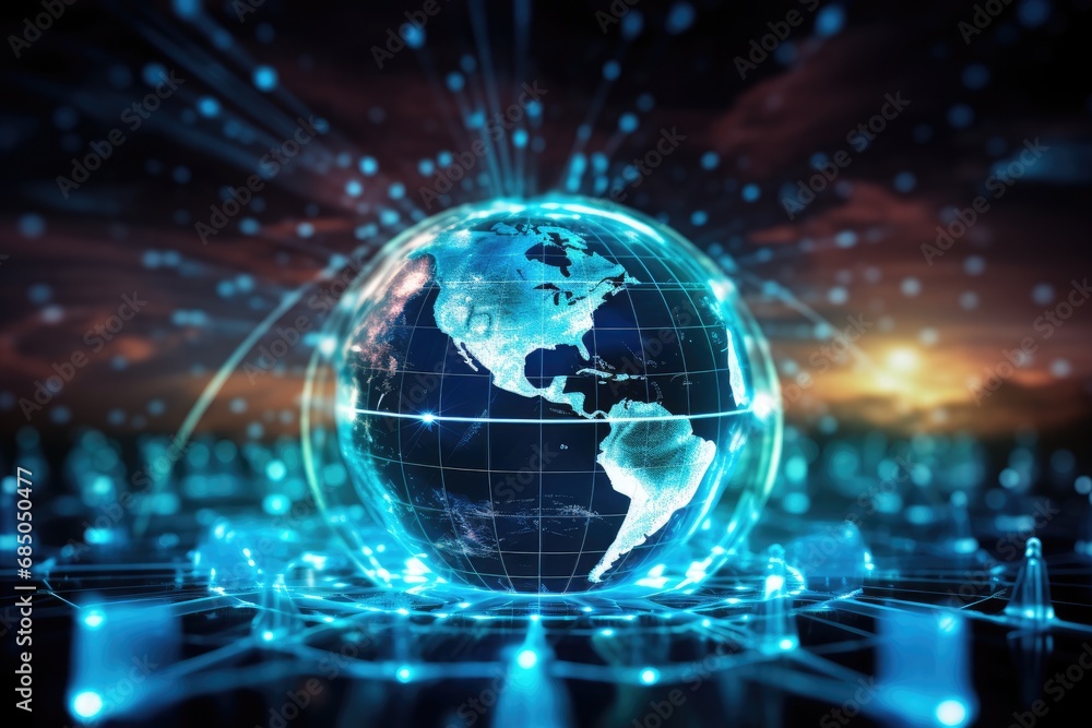 Best Internet Concept of global business. Globe, glowing lines on technological background. WiFi, rays, symbols Internet, 3D illustration, Data transfer occurring through global, AI Generated Best Internet Concept of global business. Globe, glowing lines on technological background. WiFi, rays, symbols Internet, 3D illustration, Data transfer occurring through global, AI Generated