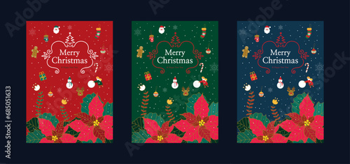 크리스마스 소품과 장식으로 구성된 겨울 포스터
