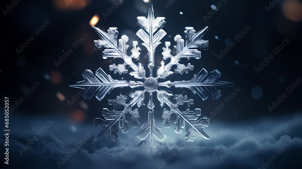 Macro shot of a single snowflake Macro shot of a single snowflake