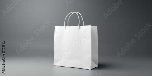 Blank White Paper Bag. Recycled Shopping Package, Commercial Promotion, Retail Marketing