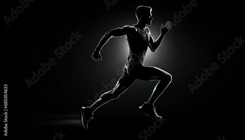 dynamic image of a runner against a black background. The runner should be captured in mid-stride, conveying a sense of faster and strength.