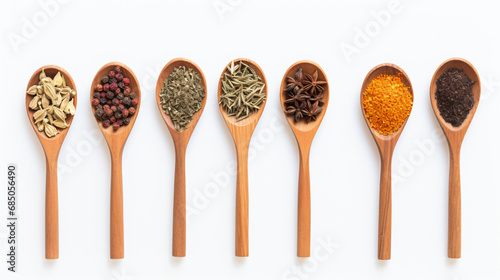 Set of various spices in spoons