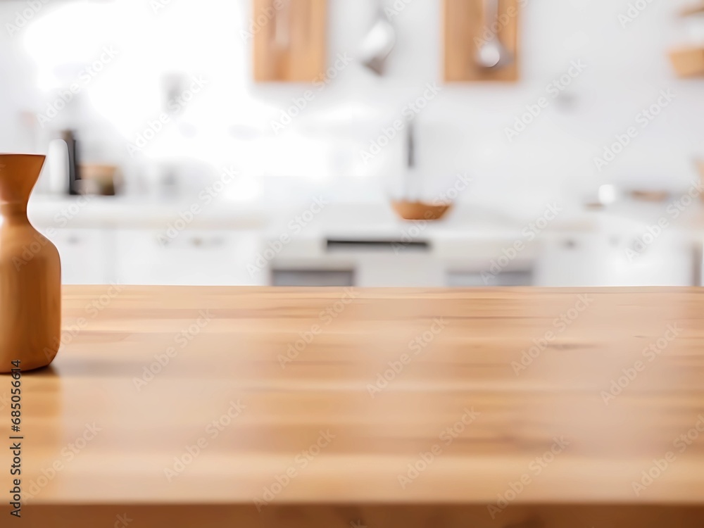 Wooden table on blurred kitchen bench background. Empty wooden table and blurred kitchen background
Wooden table on blurred kitchen bench background. Empty wooden table and blurred kitchen background