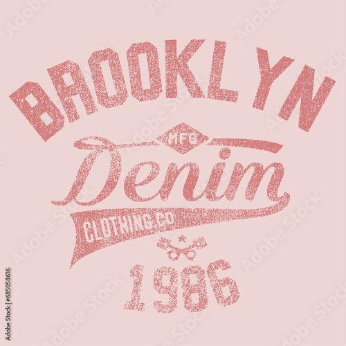 Brooklyn City print For College text print, Its MFG Denim Clothing Co. Vintage varsity t shirt print design