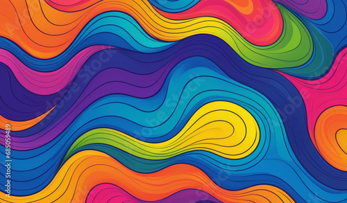 colorful abstract background with wavy lines color field, vibrant colors, vivid colors, psychedelic, rainbow colors pattern