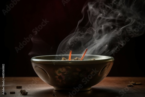Burning aroma sticks. Unreal fabulous atmospheric flavors ancient recipe. Generate AI
