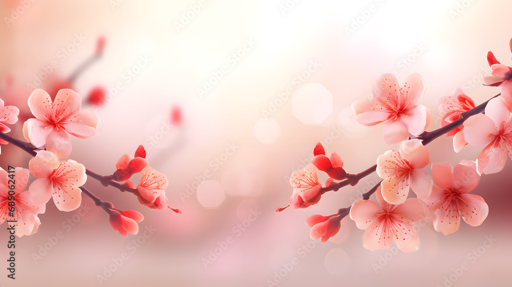 cherry blossoms Pink japonica, japanese quince flowers. Mothers day or spring, easter background.
