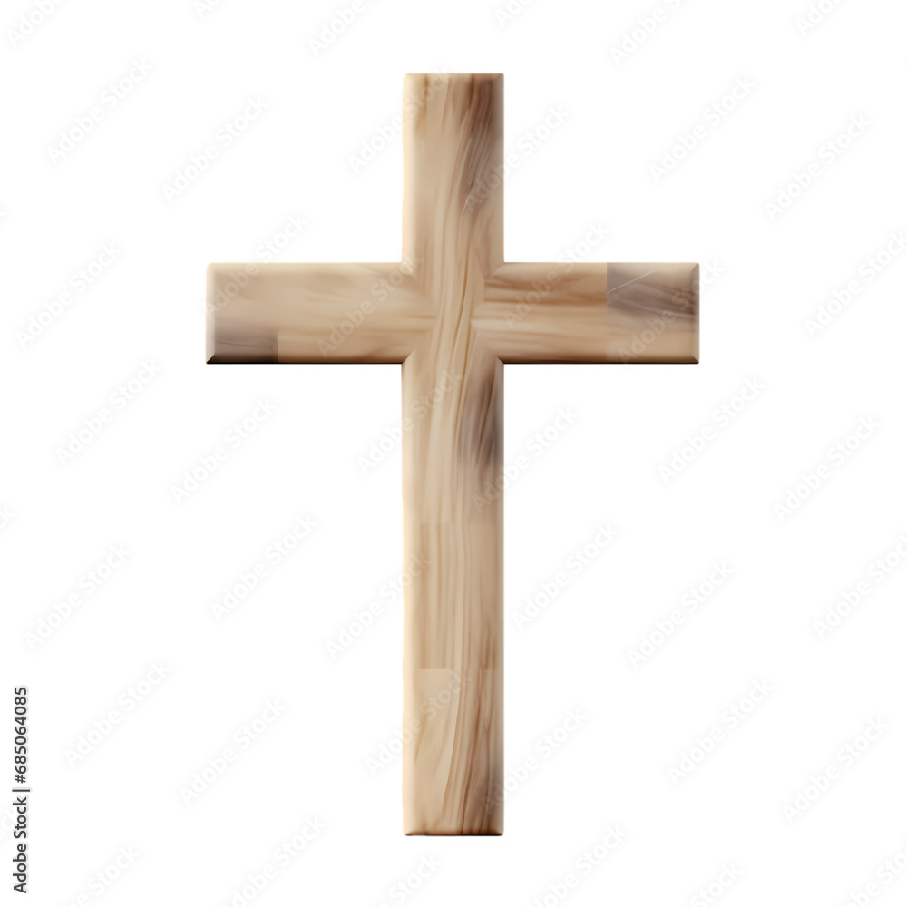 Wooden Christian cross isolated on transparent background, white background, icon material, vector illustration