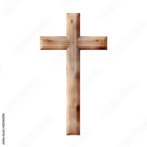 Wooden Christian cross isolated on transparent background, white background, icon material, vector illustration