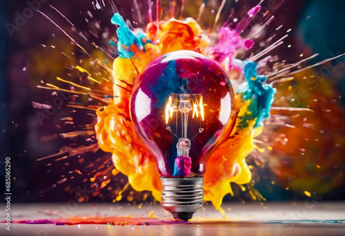 Innovazione Scintillante- Una Lampadina che Rivela Nuove Idee Colorate photo