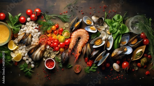 pasta ingredient seafood food seafood illustration shrimp salmon, lobster scallops, mussels clams pasta ingredient seafood food seafood