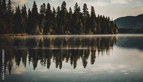 reflection of trees in the lake © Saeed