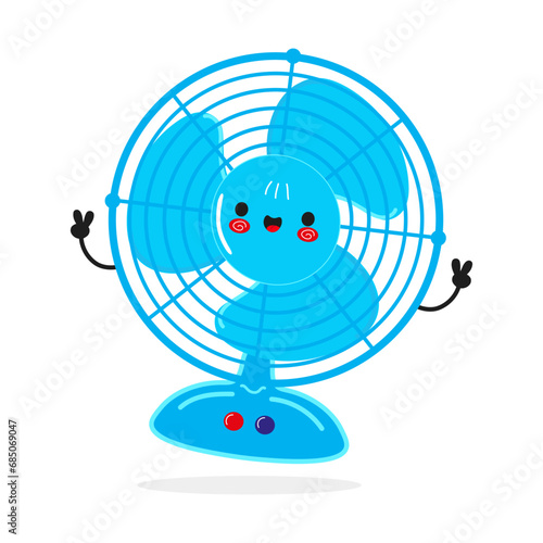 Air fan character. Vector hand drawn cartoon kawaii character illustration icon. Isolated on white background. Happy Air ventilator character concept