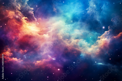 Luminous colorful nebula in space