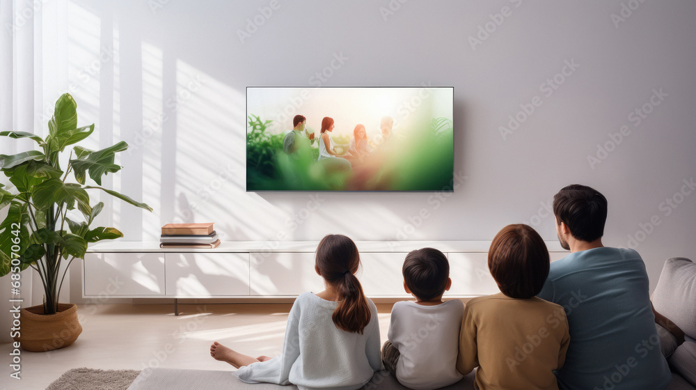 Family watching television together at home Family watching television together at home