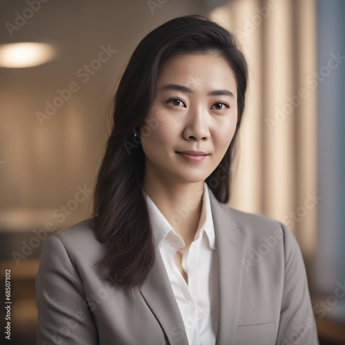 female portrait, looking into the camera portrait, looking into the camera sdxl Chinese Singapore formal corporate office thoughtful middle-aged