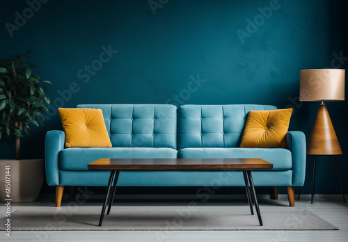 Dark Home Interior with Elegant Sofa and Sparse Decor © Zubair