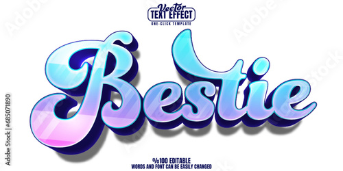 Bestie editable text effect, customizable friend and friendship 3D font style