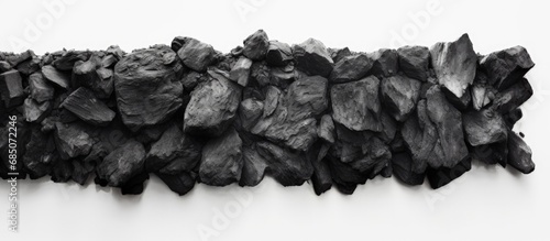 High resolution isolated charcoal or coal carbon texture on white background copy space image