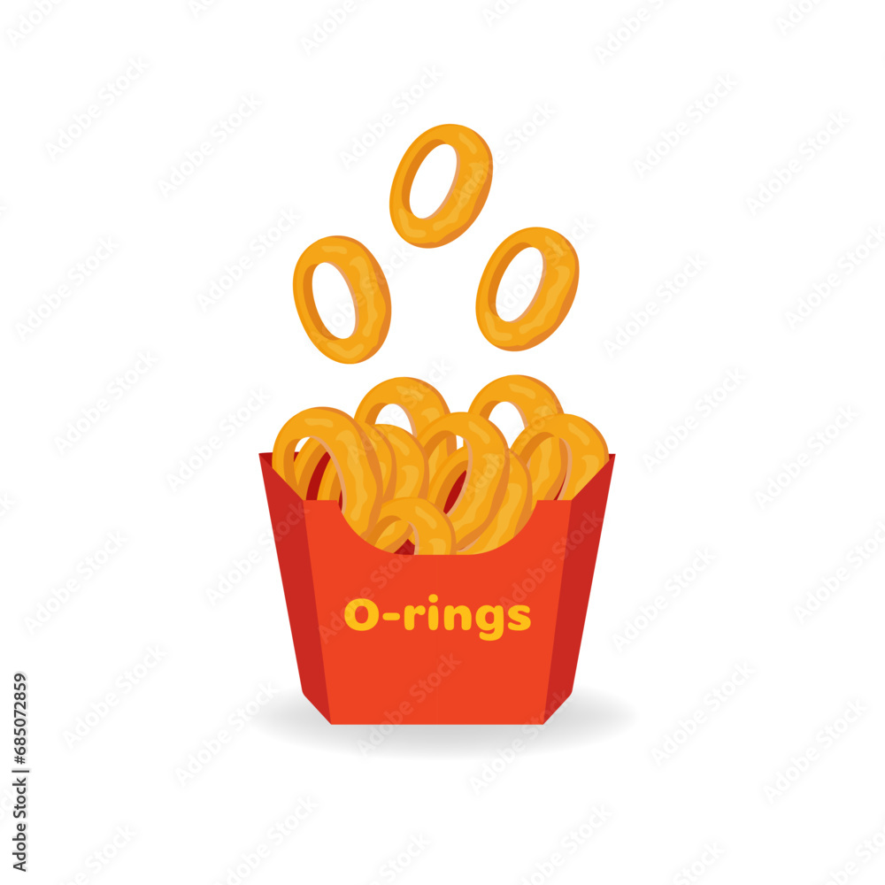 onion rings in package, vector illustration